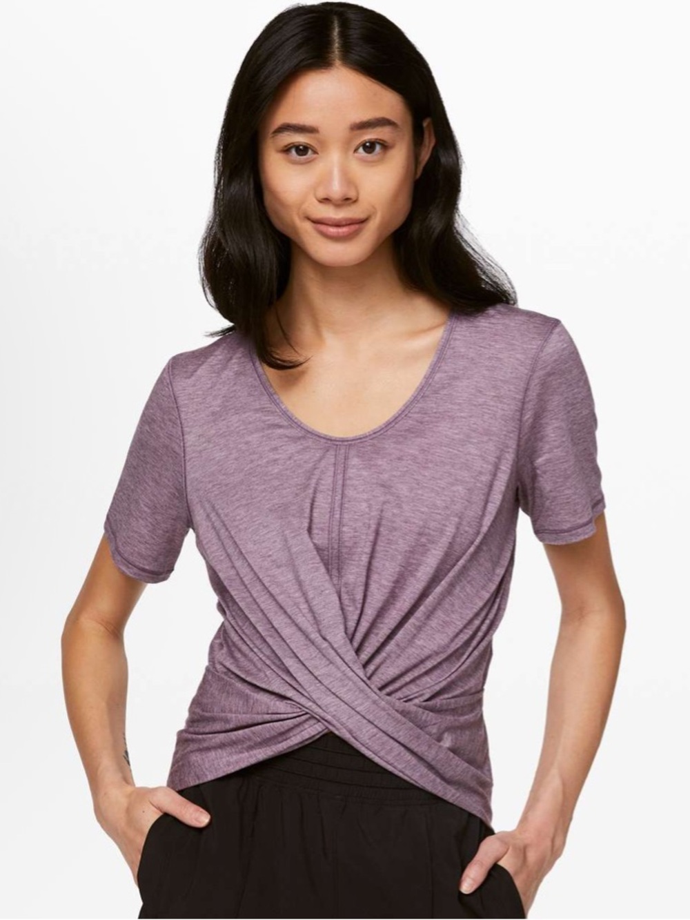 Lululemon Purple Do The Daily Short Sleeve Cross Front